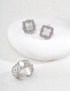 SENLORE Vintage Mother-of-Pearl Zircon Earrings – Lifestyle Shot