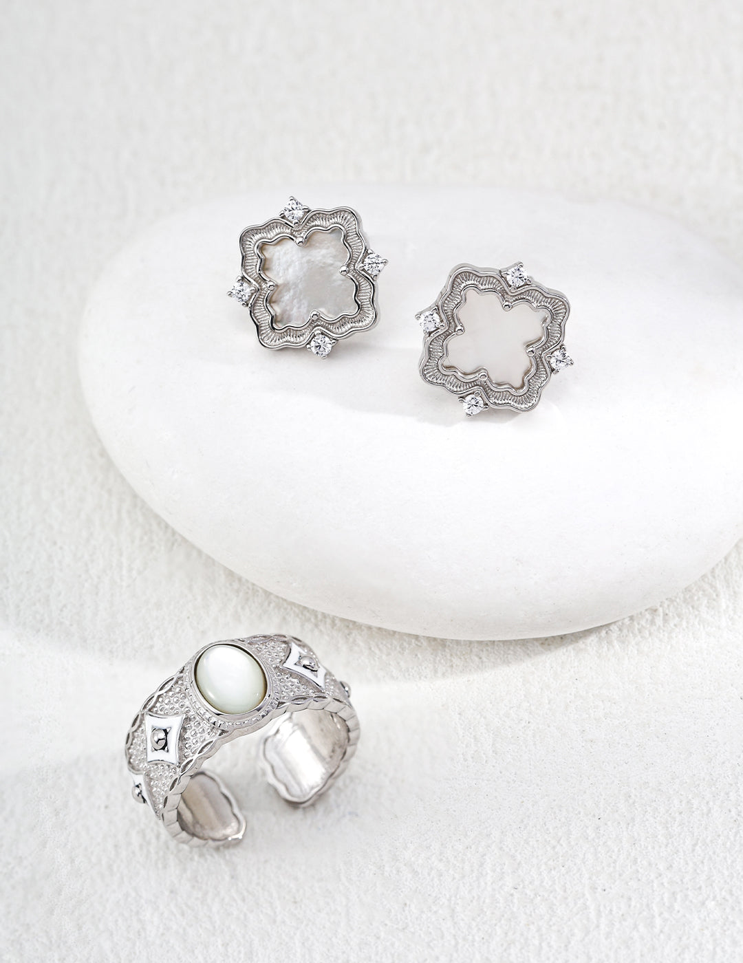 SENLORE Vintage Mother-of-Pearl Zircon Earrings – Lifestyle Shot