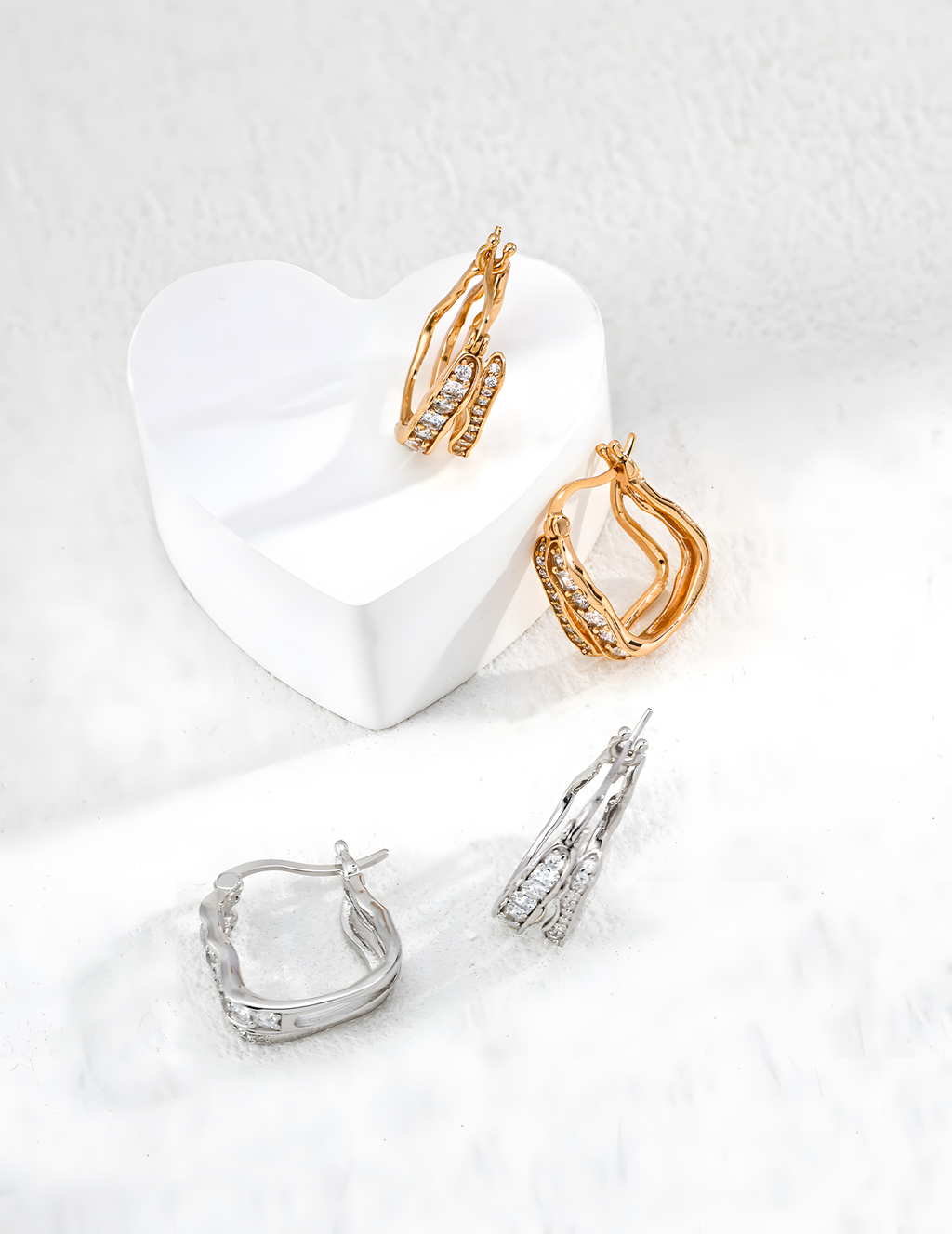 Wavy Zircon Earrings