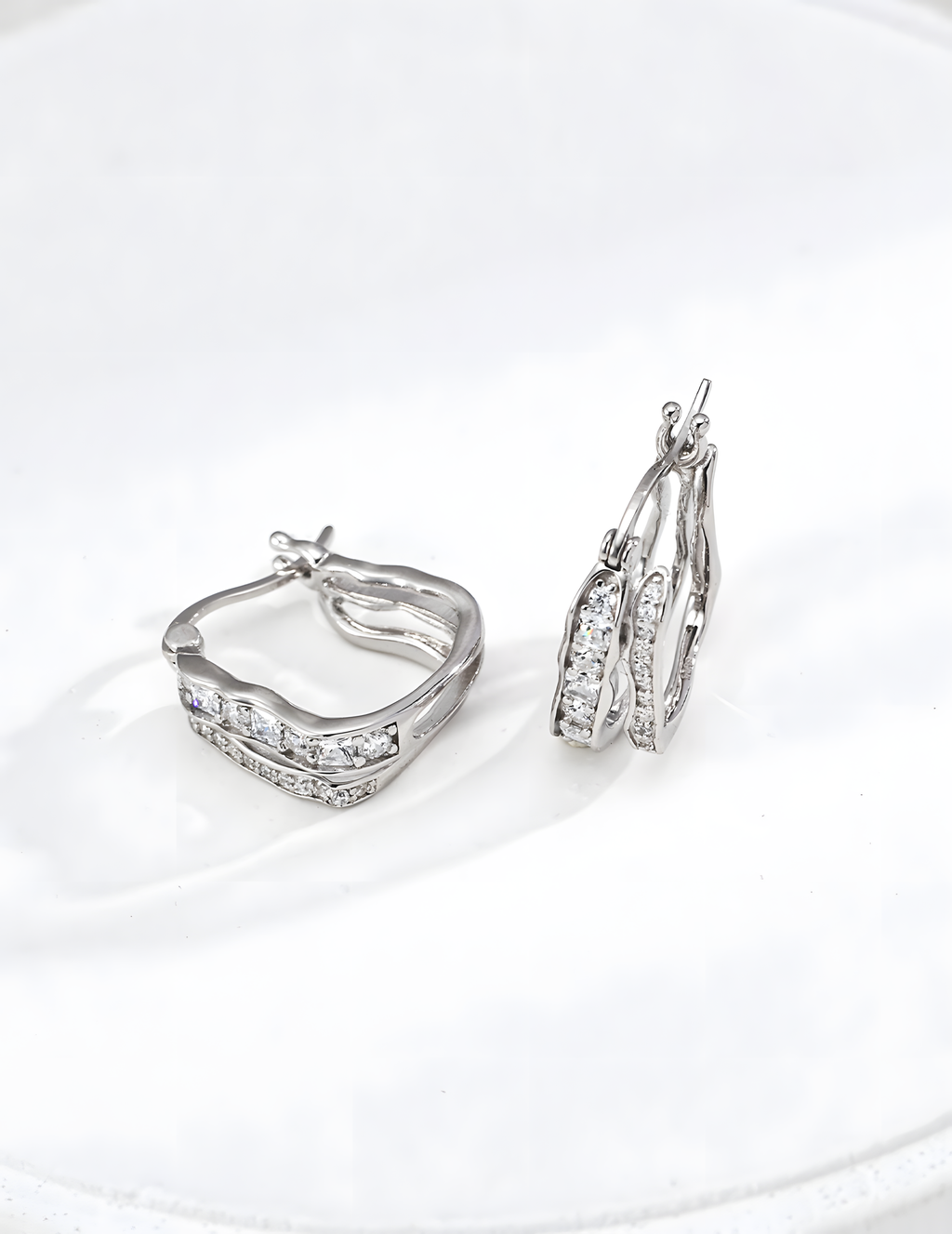 Wavy Zircon Earrings