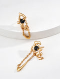 Lava Agate Earrings — 18K Gold Vermeil, black agate | SENLORE