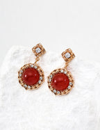 SENLORE Vintage Agate Tiger's Eye Earrings – Detail Close-up