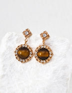 SENLORE Vintage Agate Tiger's Eye Earrings – Side View