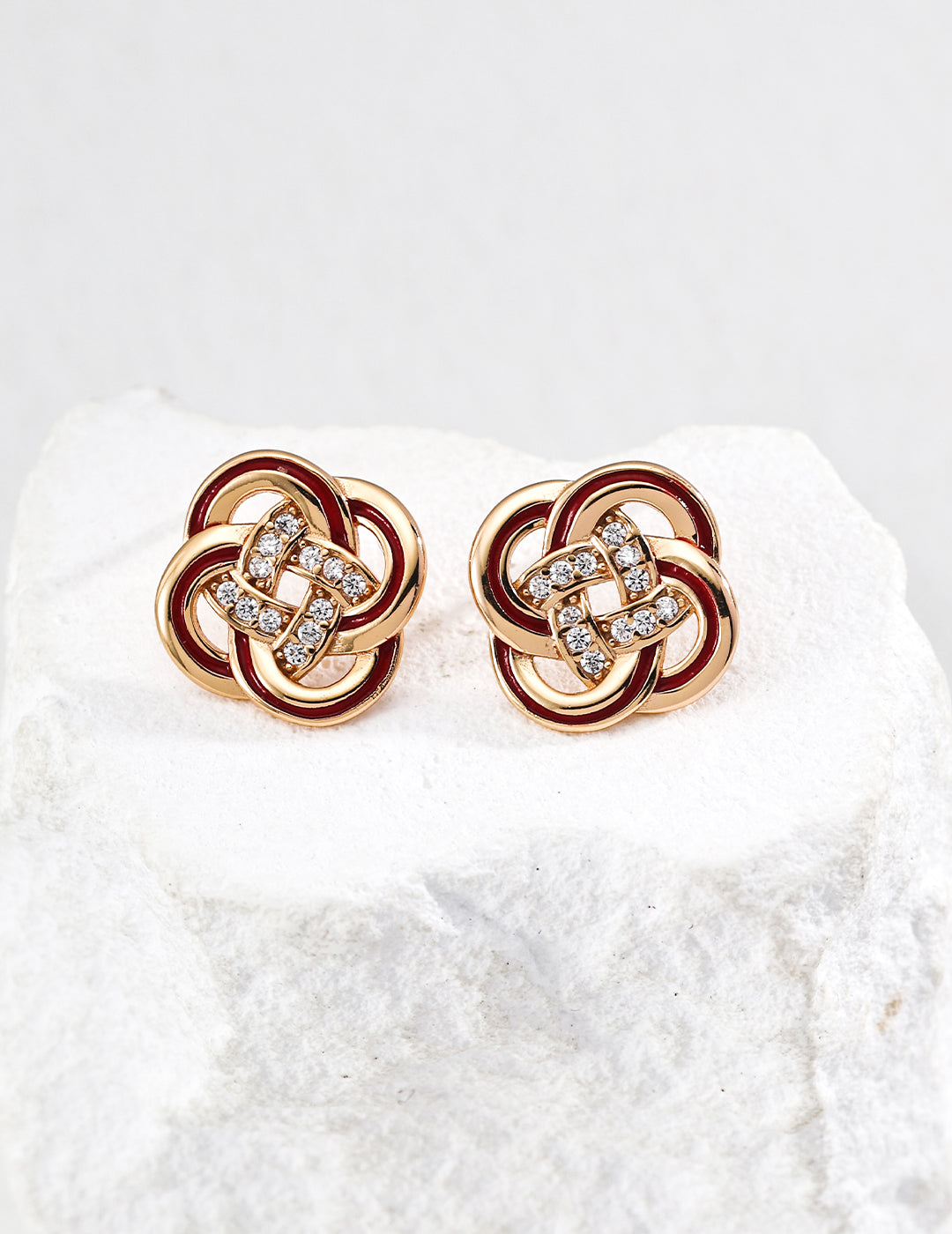 Vintage Enamel Zircon Earrings — 18K Gold Vermeil, cubic zirconia | SENLORE