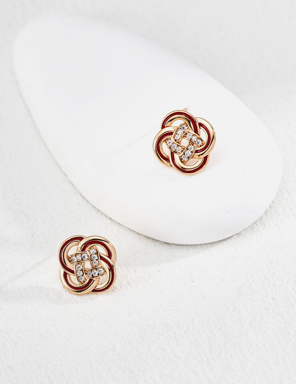 Vintage Enamel Zircon Earrings — 18K Gold Vermeil, cubic zirconia | SENLORE