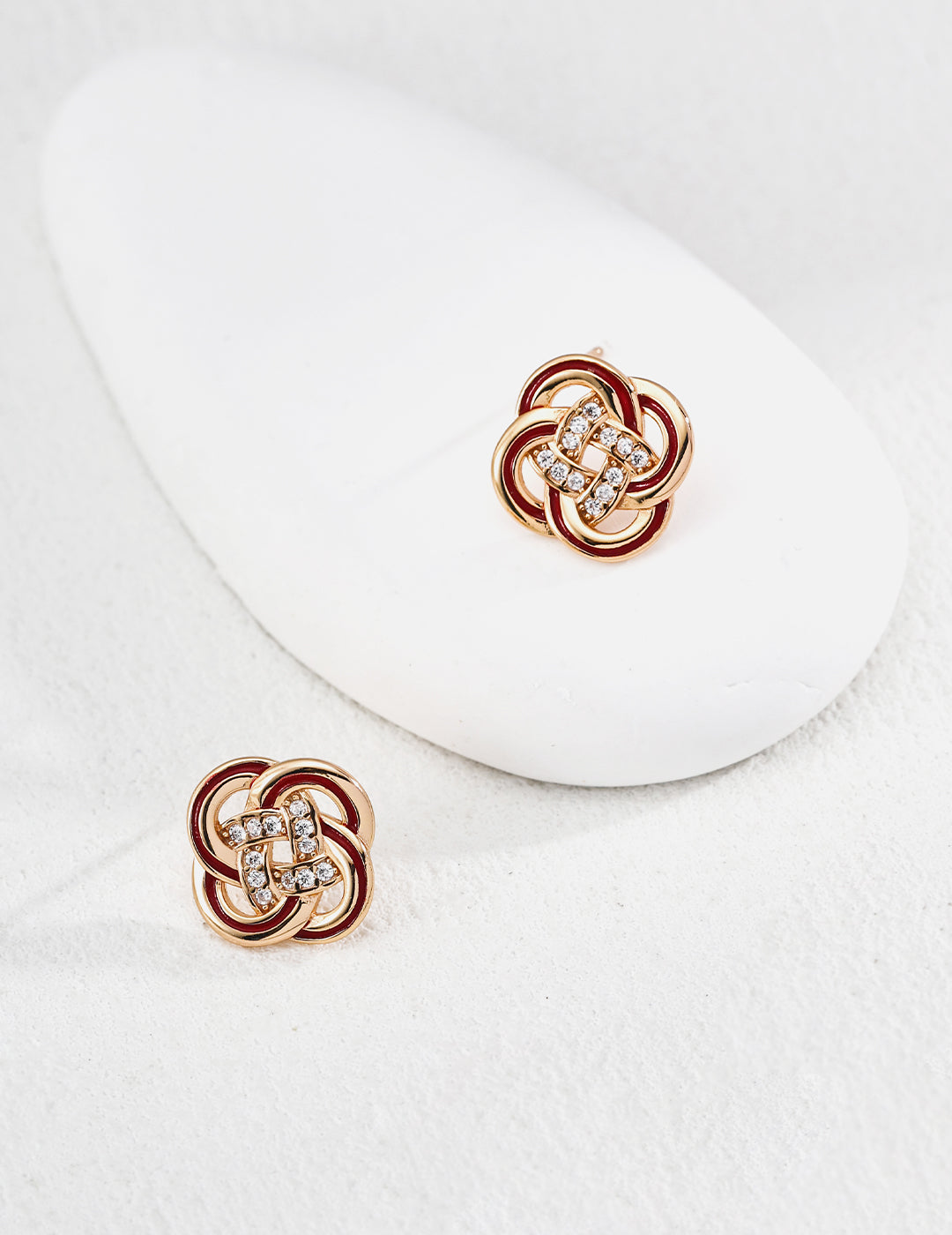 Vintage Enamel Zircon Earrings — 18K Gold Vermeil, cubic zirconia | SENLORE