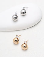 Silver Sphere Stud Earrings — Sterling Silver, 18K Gold Vermeil, cubic zirconia | SENLORE