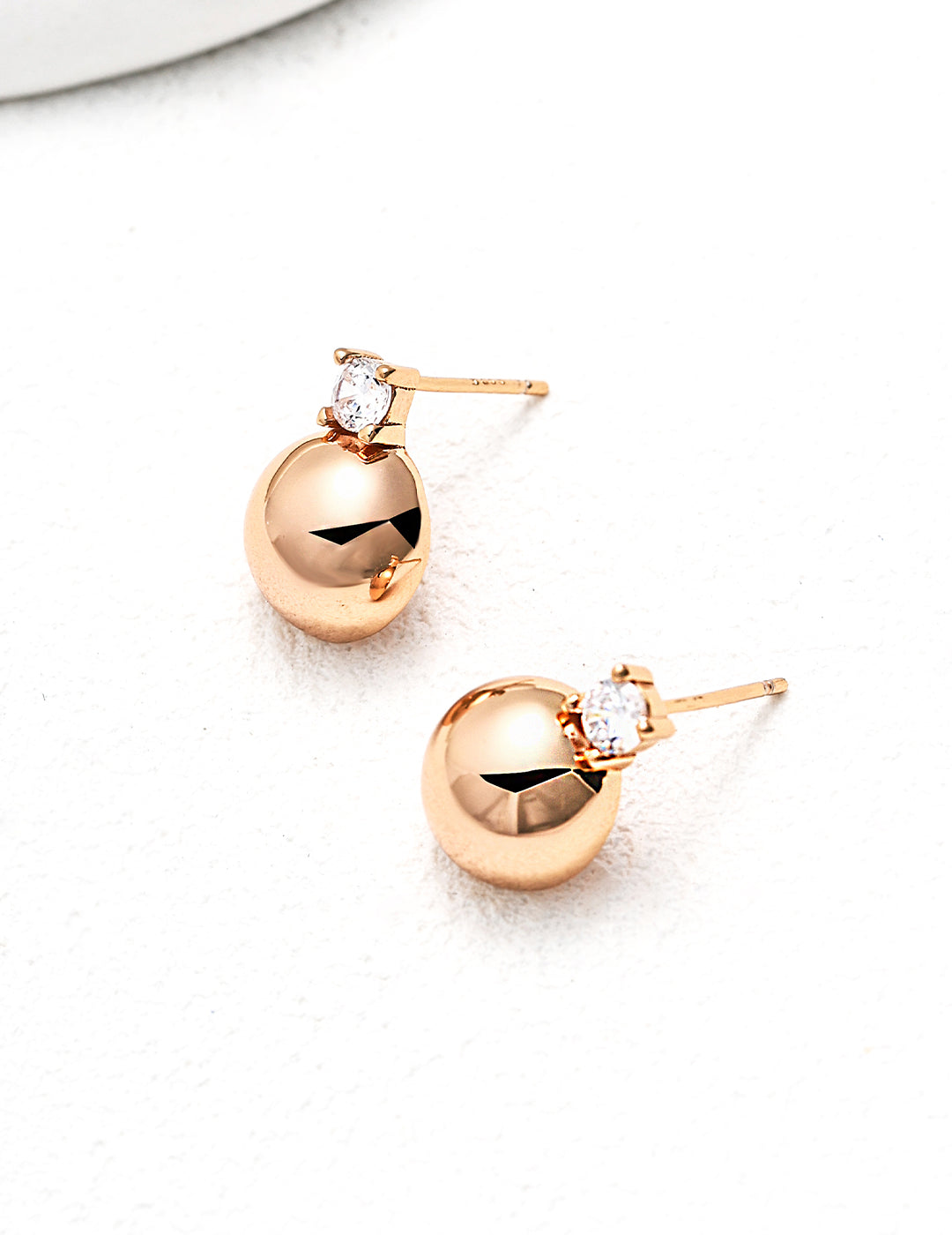 Silver Sphere Stud Earrings — Sterling Silver, 18K Gold Vermeil, cubic zirconia | SENLORE