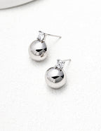 Silver Sphere Stud Earrings — Sterling Silver, 18K Gold Vermeil, cubic zirconia | SENLORE