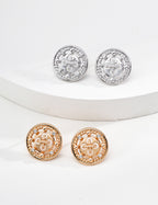 Button Cubic Zirconia Earrings — 18K Gold Vermeil, cubic zirconia | SENLORE