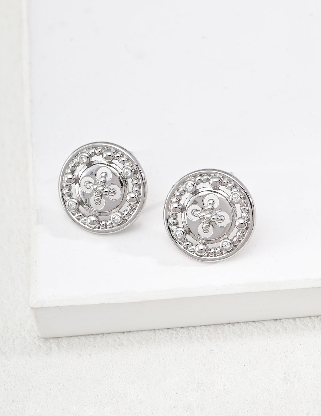 Button Cubic Zirconia Earrings — 18K Gold Vermeil, cubic zirconia | SENLORE