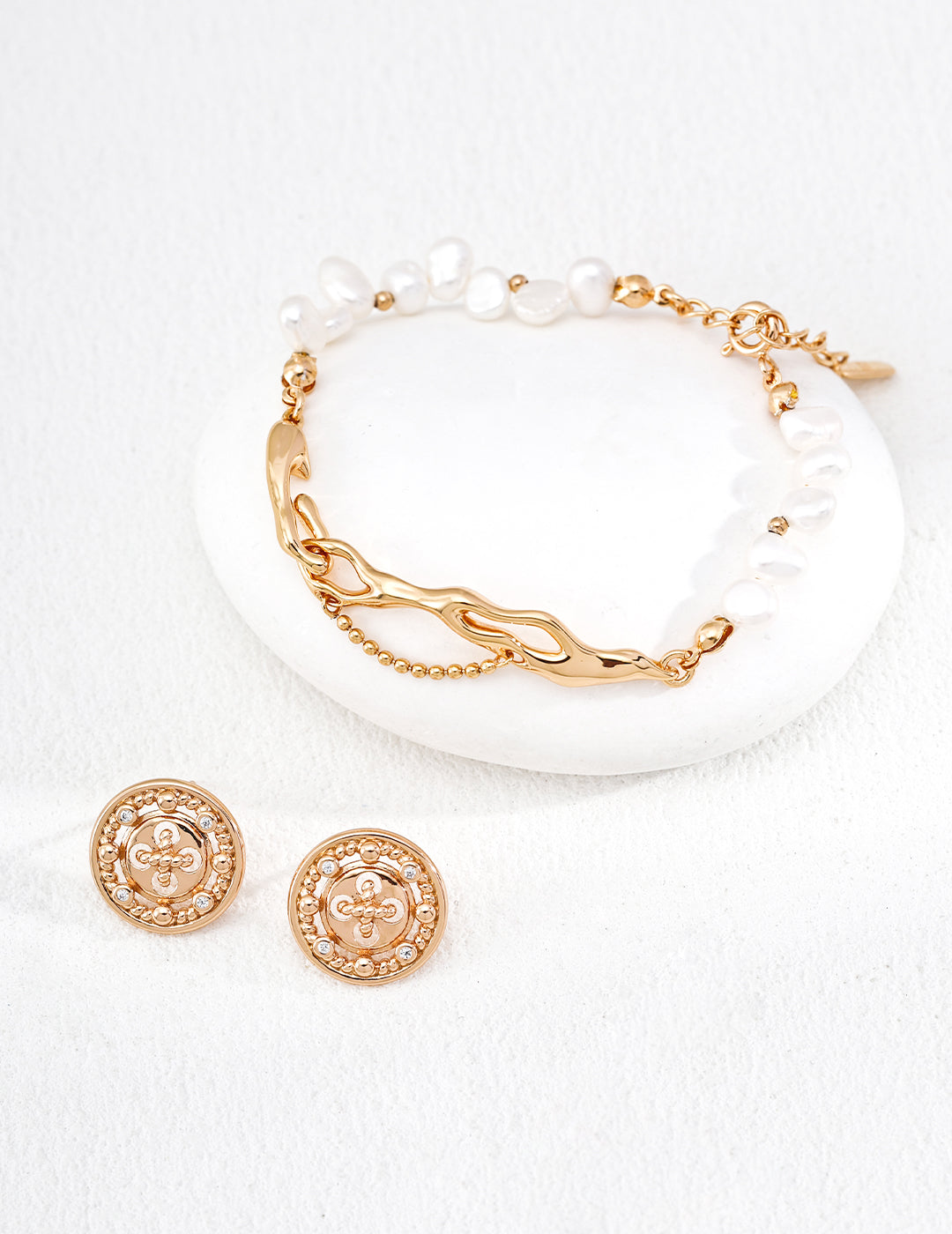 Button Cubic Zirconia Earrings — 18K Gold Vermeil, cubic zirconia | SENLORE