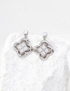 Lucky Four-Leaf Flower Earrings — Sterling Silver, 18K Gold Vermeil, natural freshwater pearl, cubic zirconia | SENLORE