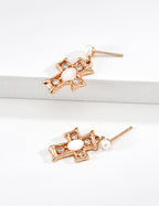 SENLORE White Shell Cross Earrings – Side View