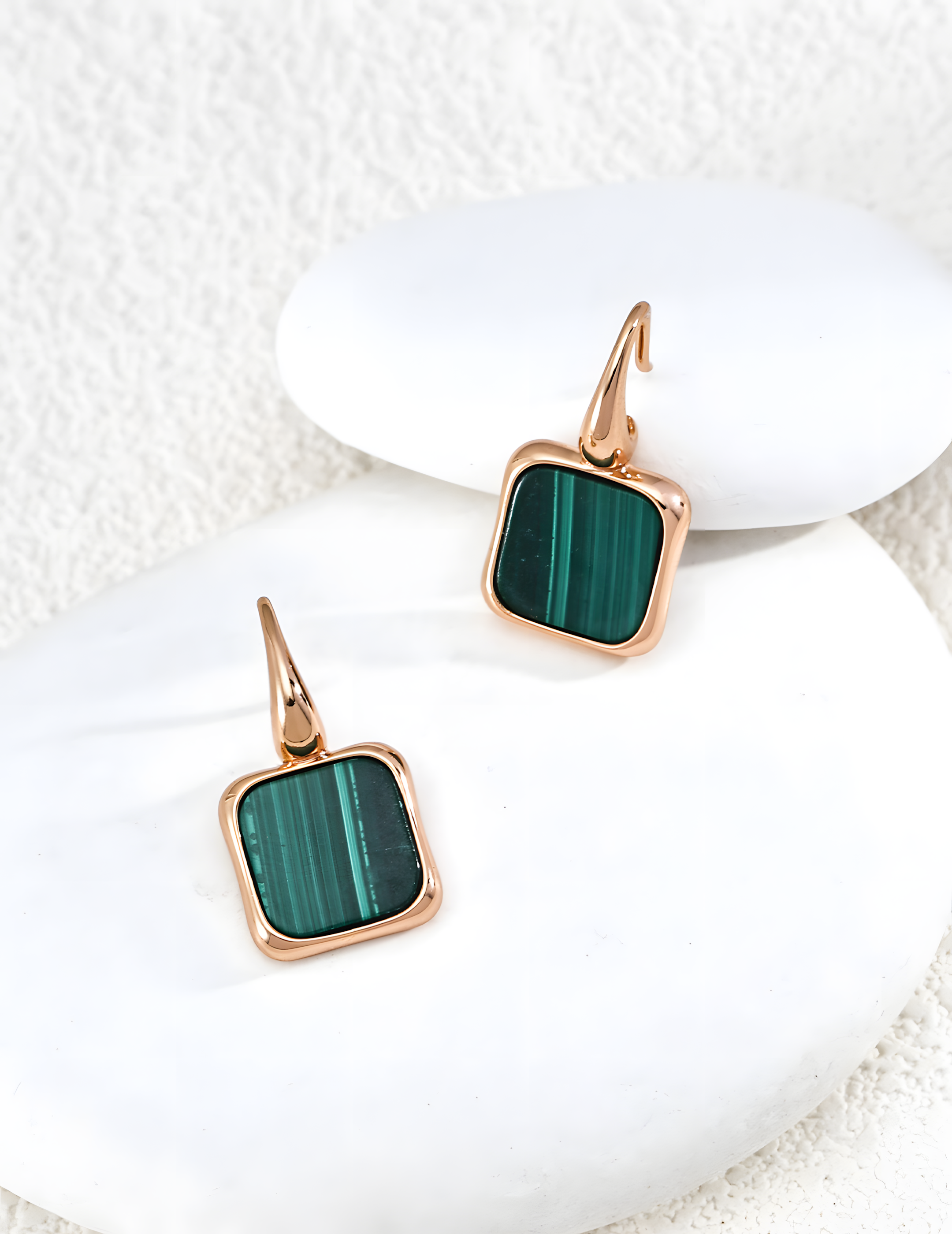 SENLORE Natural Malachite Earrings – Side View