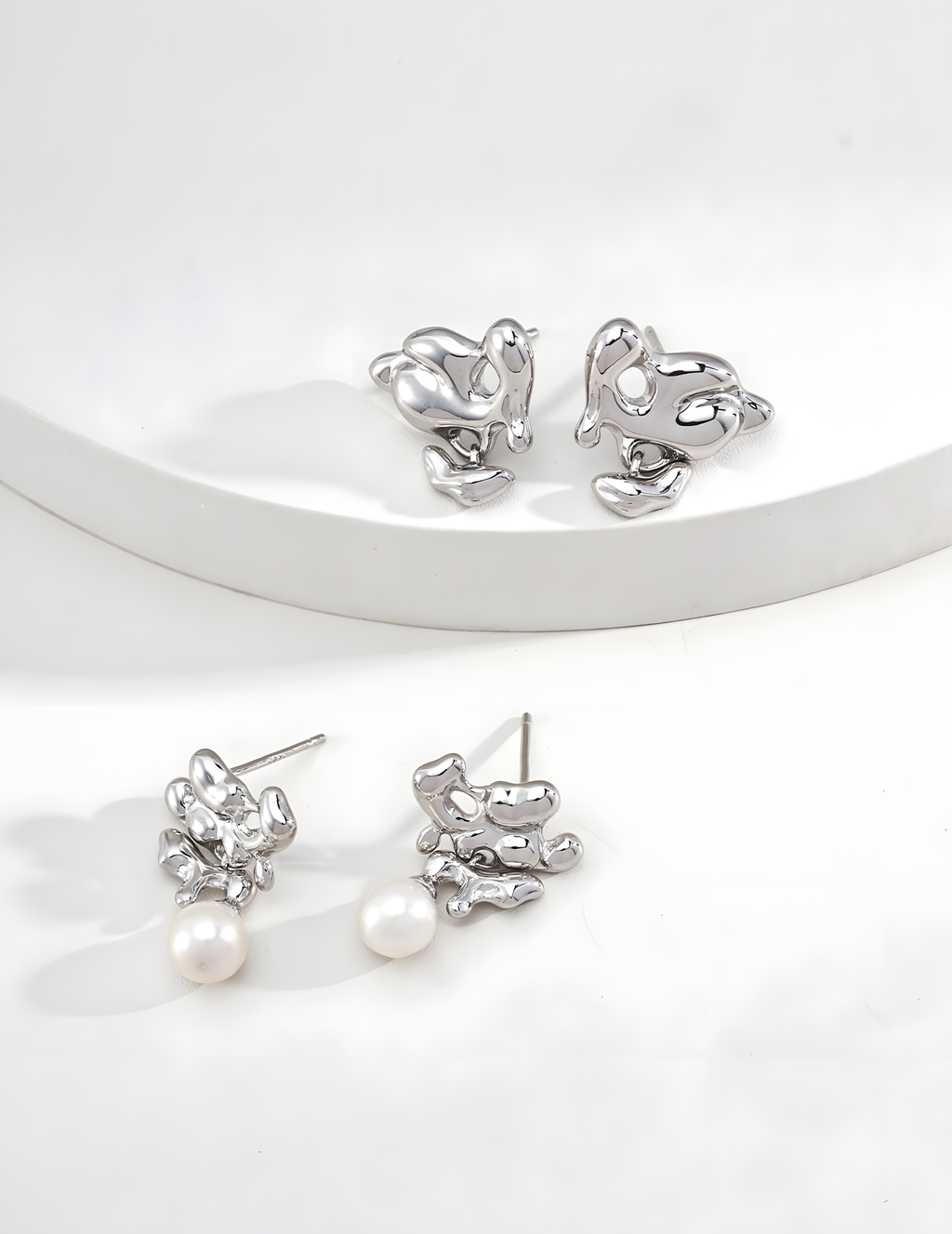 SENLORE Lava Fluid Pearl Earrings – Lifestyle Shot