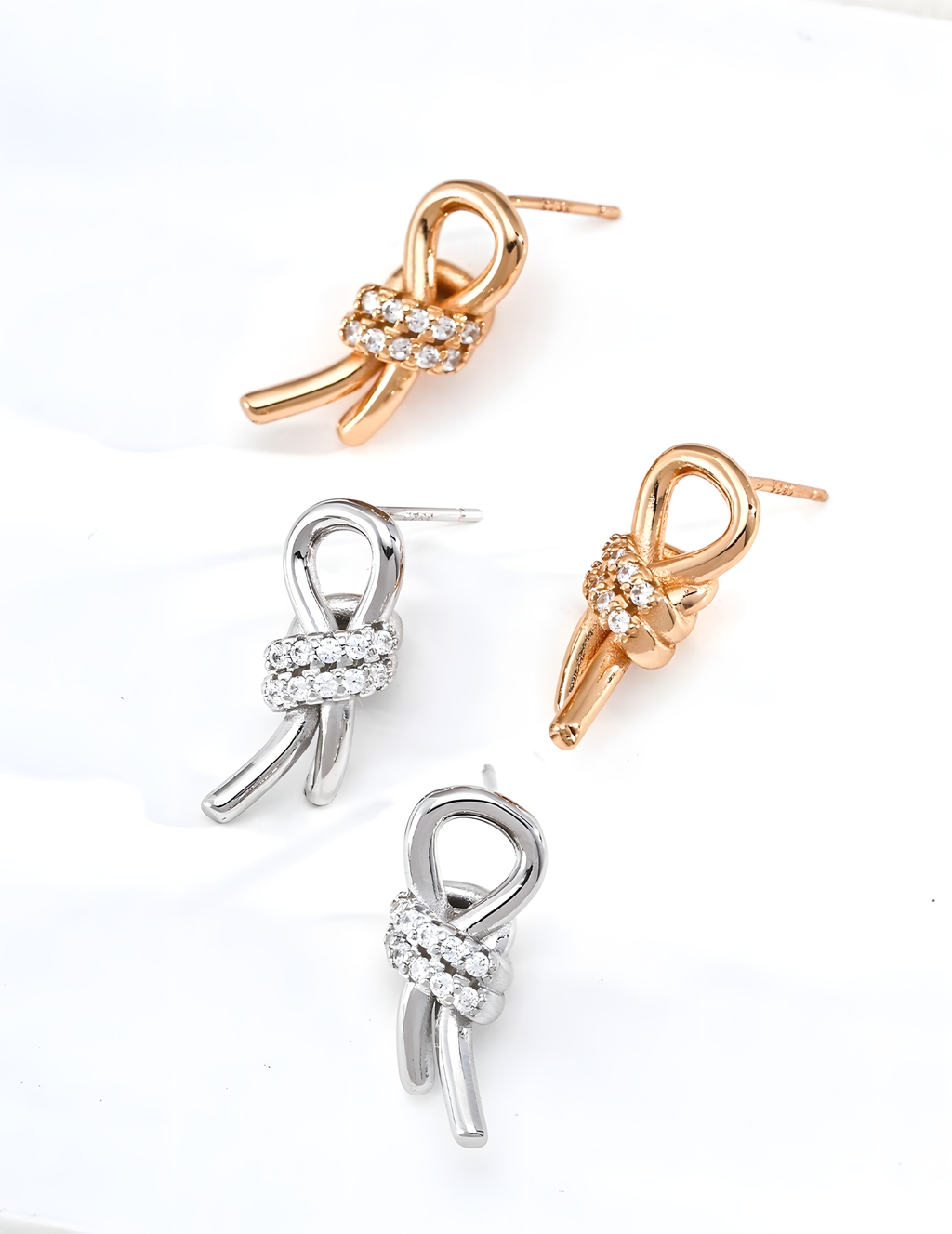 SENLORE Minimalist Knot Earrings – Front View