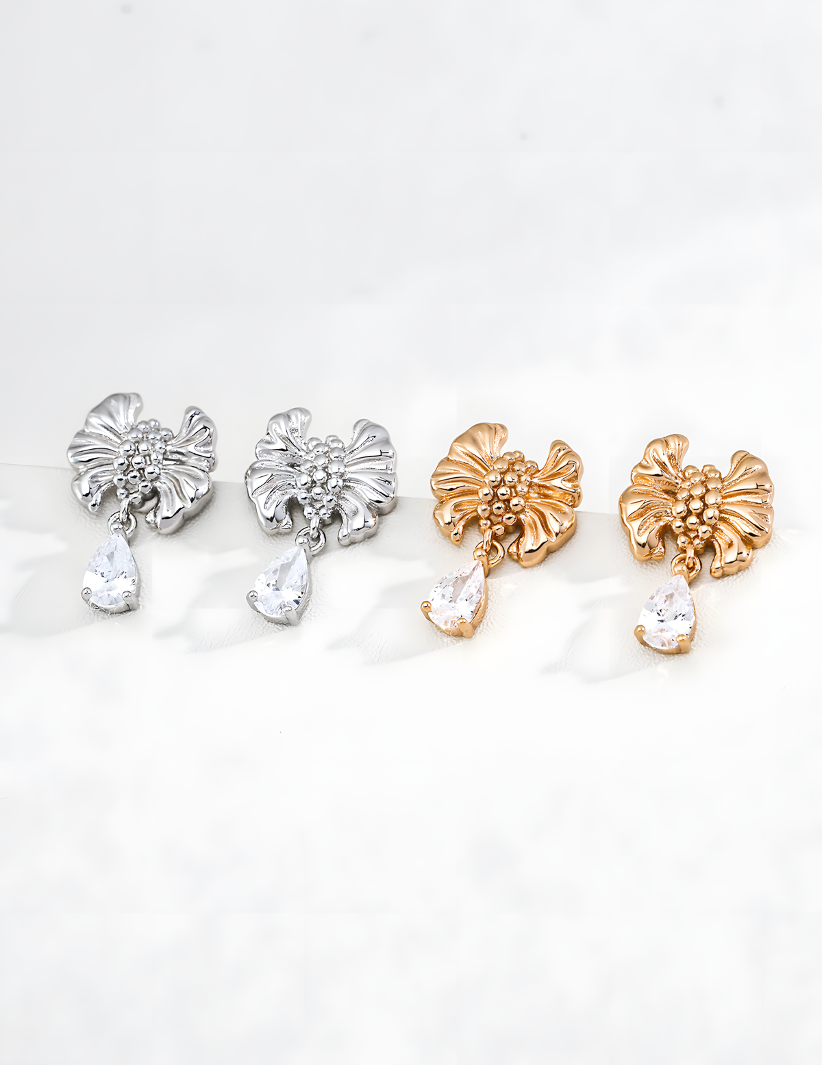 SENLORE Gold-plated Zircon Earrings – Front View