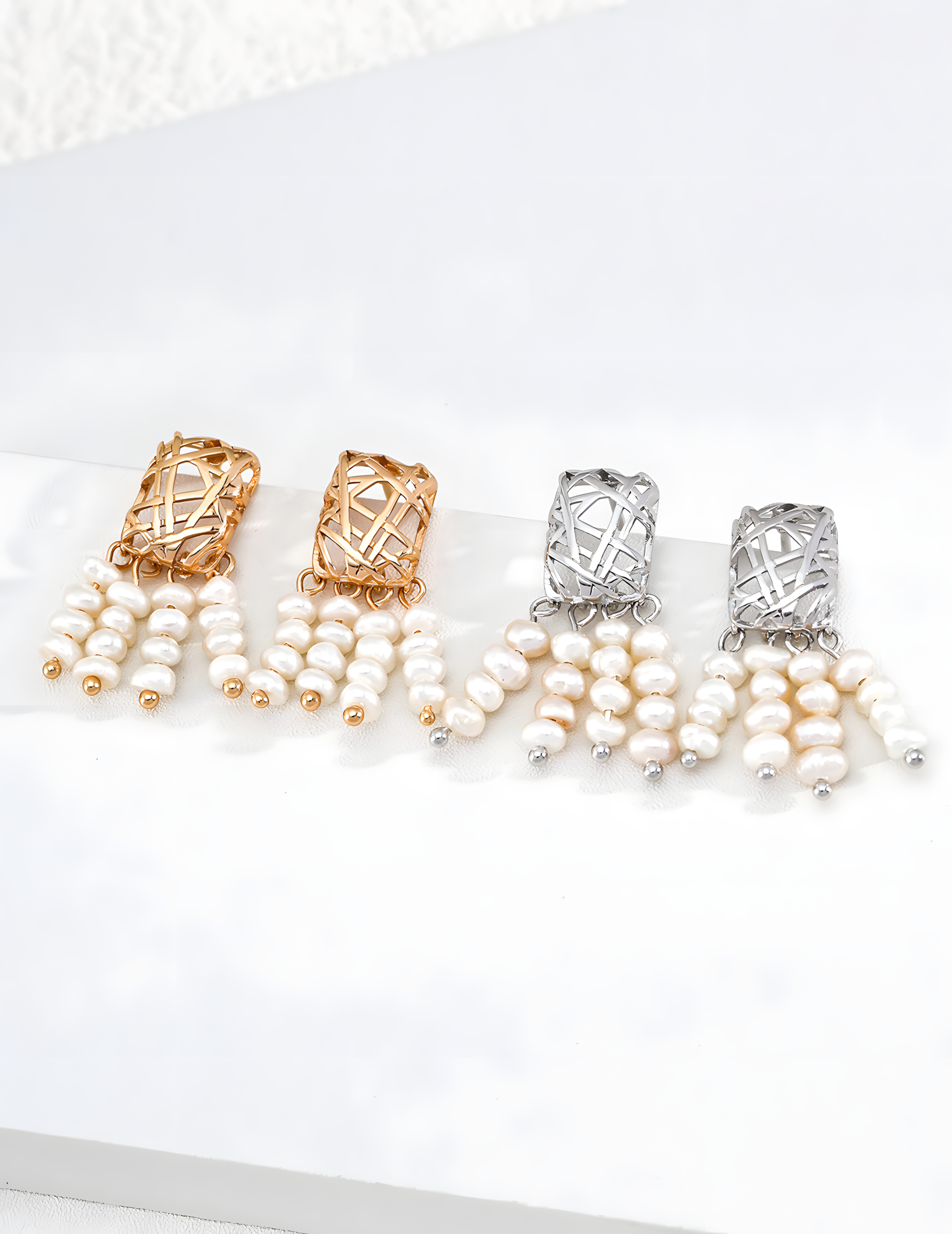 SENLORE Pearl Tassel Earrings – Front View