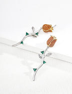 Zircon Rose Earrings — Sterling Silver, cubic zirconia | SENLORE