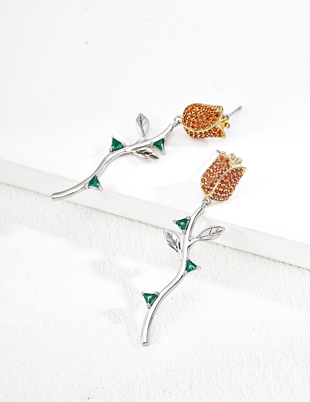 Zircon Rose Earrings — Sterling Silver, cubic zirconia | SENLORE