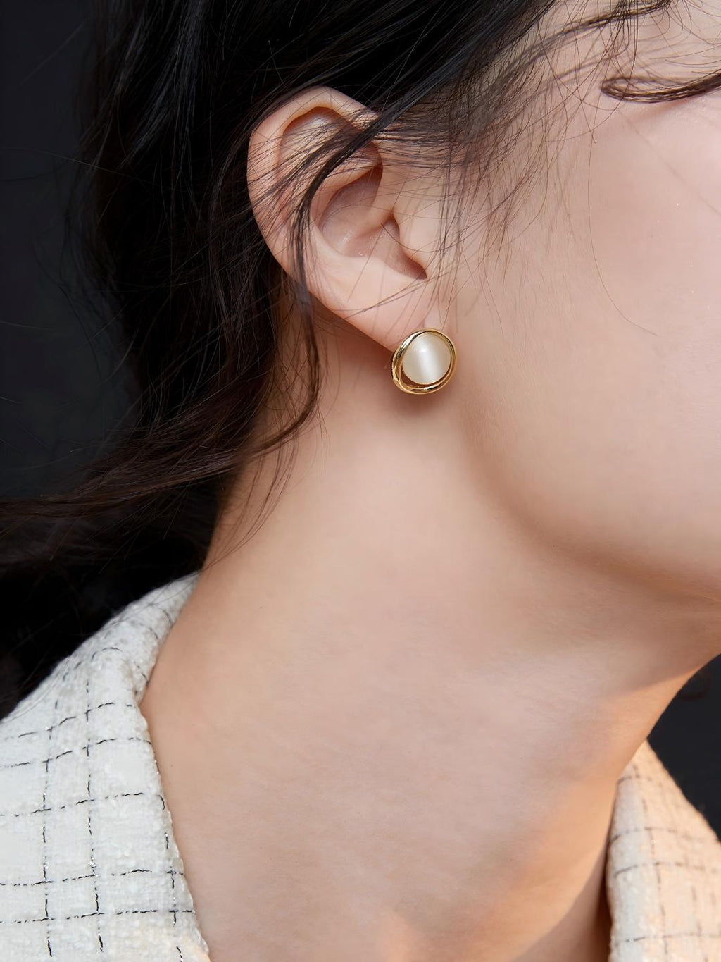 Cat's Eye Stud Earrings — 18K Gold Vermeil, cat's eye | SENLORE