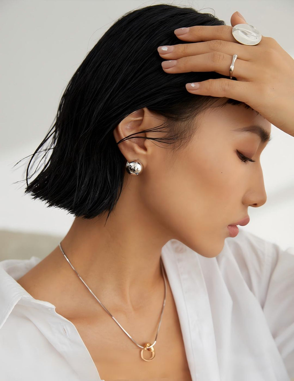 Minimal 3D Sphere Earrings — Sterling Silver, 18K Gold Vermeil | SENLORE