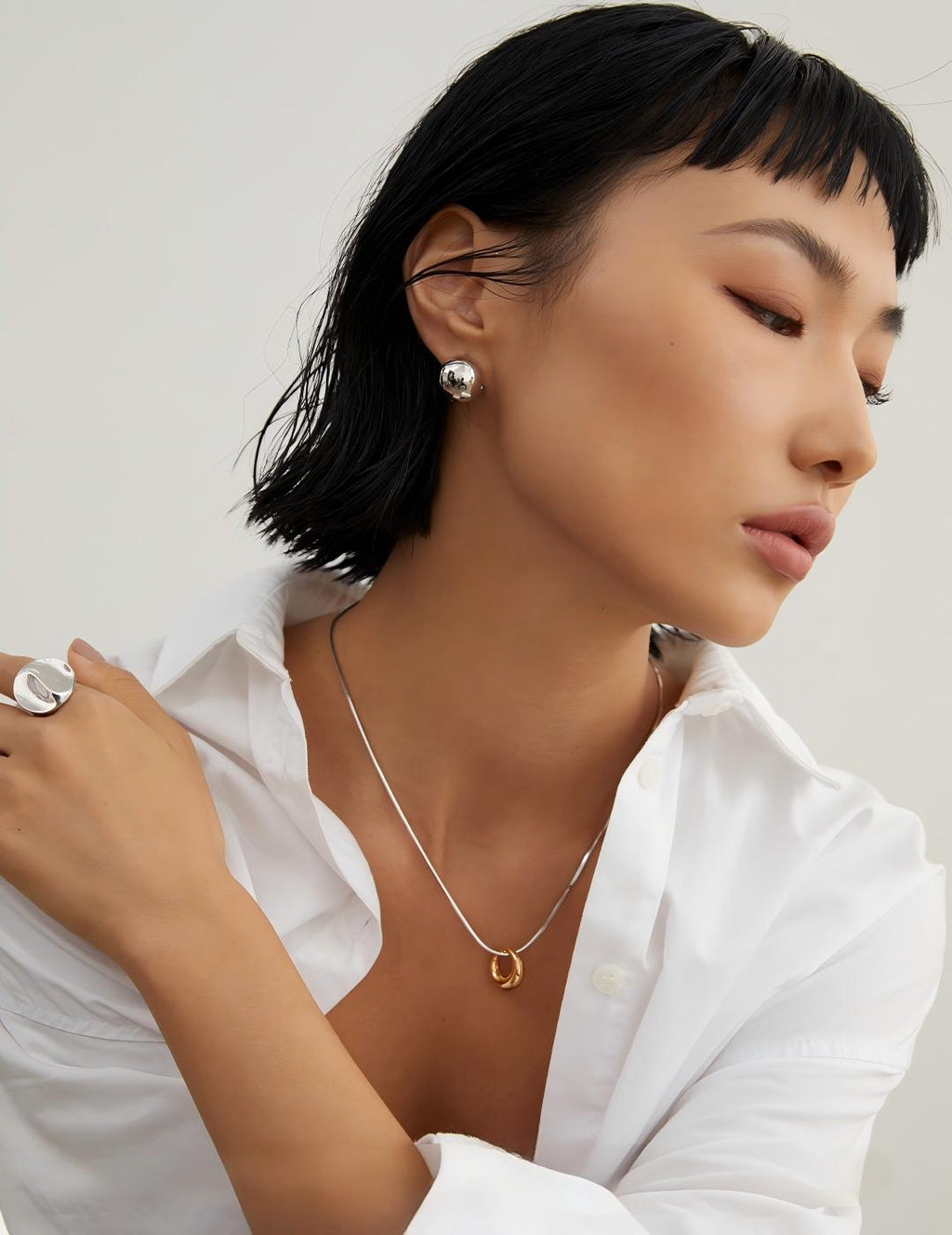 Minimal 3D Sphere Earrings — Sterling Silver, 18K Gold Vermeil | SENLORE
