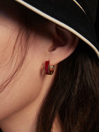 Chinese Red Enamel Drop Earrings — 18K Gold Vermeil | SENLORE