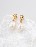 Irregular Pearl Earrings — Sterling Silver, 18K Gold Vermeil, natural freshwater pearl | SENLORE