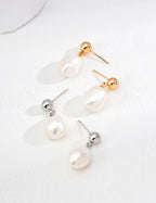 Irregular Pearl Earrings — Sterling Silver, 18K Gold Vermeil, natural freshwater pearl | SENLORE