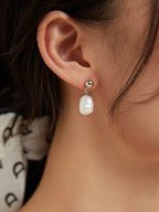 Irregular Pearl Earrings — Sterling Silver, 18K Gold Vermeil, natural freshwater pearl | SENLORE