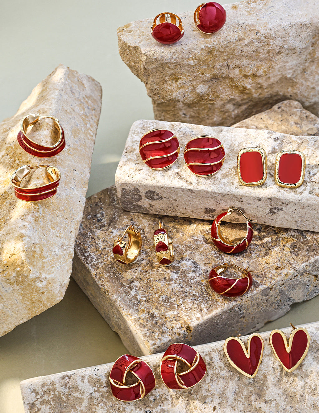 Red Enamel Circle Earrings — 18K Gold Vermeil | SENLORE