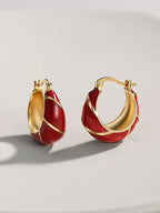 Red Enamel Circle Earrings — 18K Gold Vermeil | SENLORE