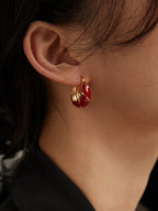 Red Enamel Circle Earrings — 18K Gold Vermeil | SENLORE