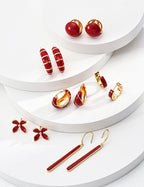 Red Enamel Circle Earrings — 18K Gold Vermeil | SENLORE