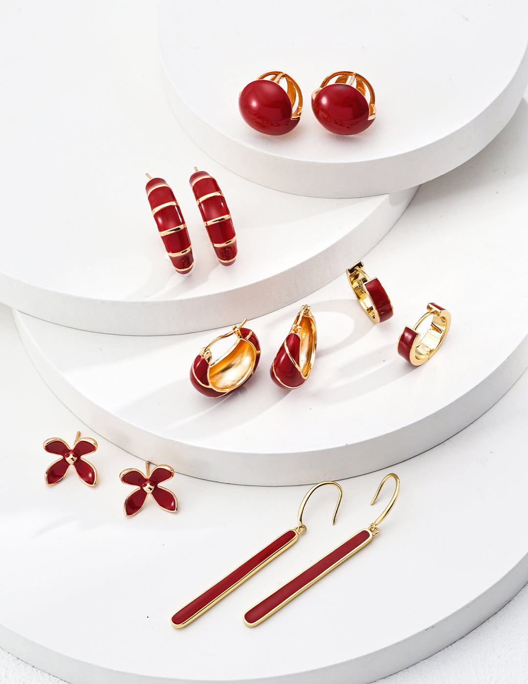Red Enamel Circle Earrings — 18K Gold Vermeil | SENLORE