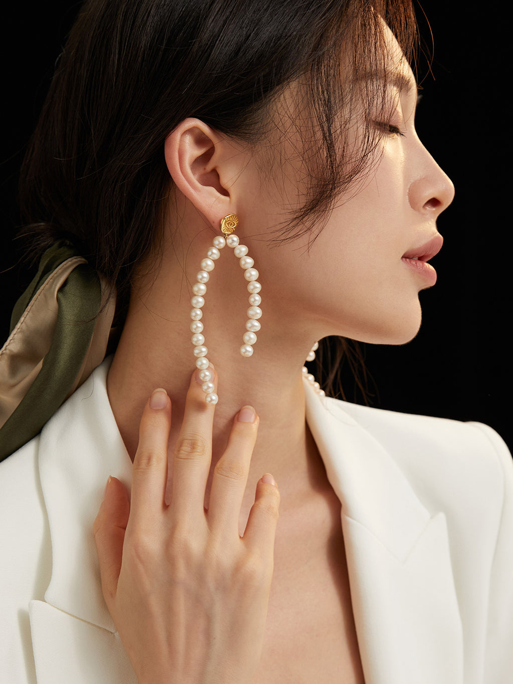 Long Pearl Drop Earrings — Sterling Silver, 18K Gold Vermeil, natural freshwater pearl | SENLORE