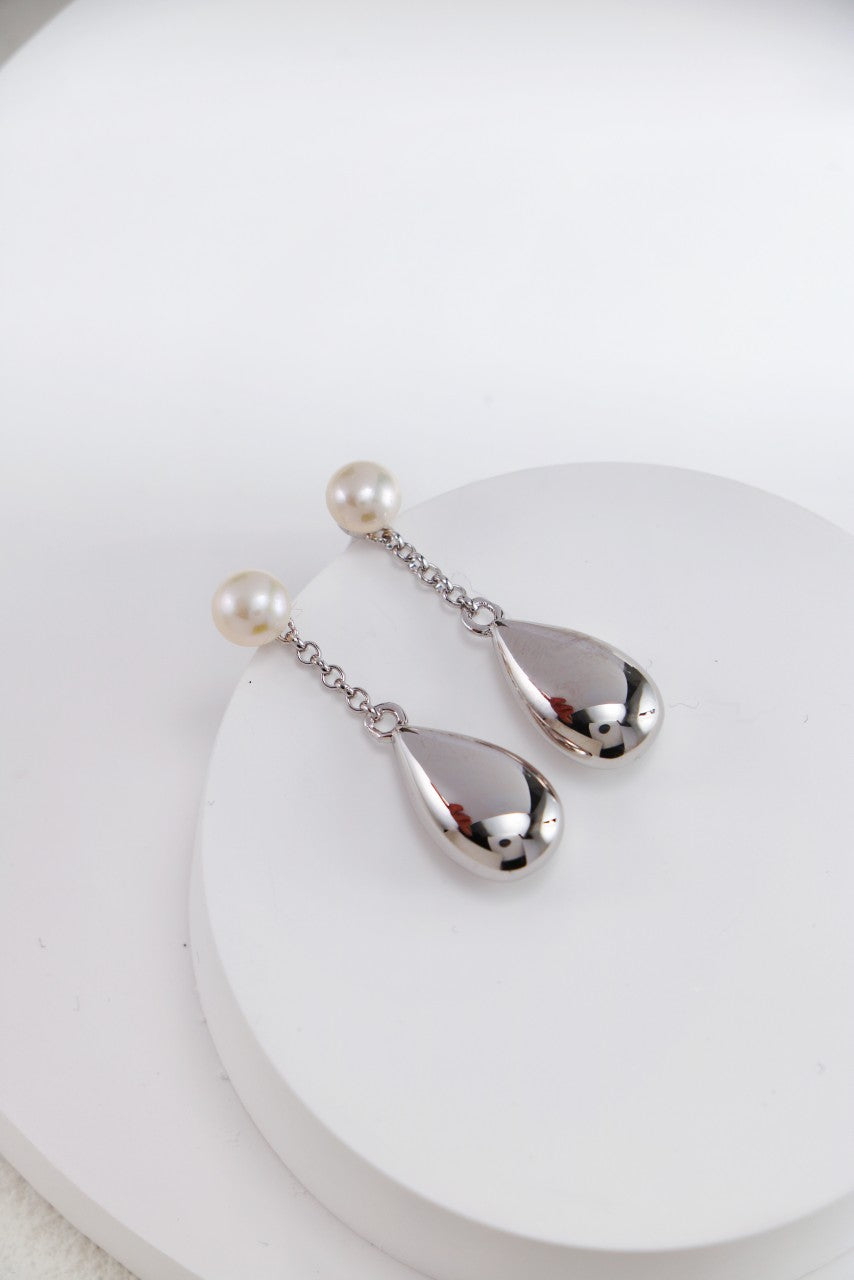 Pearl Drop Stud Earrings — Pearl & Sterling Silver | SENLORE