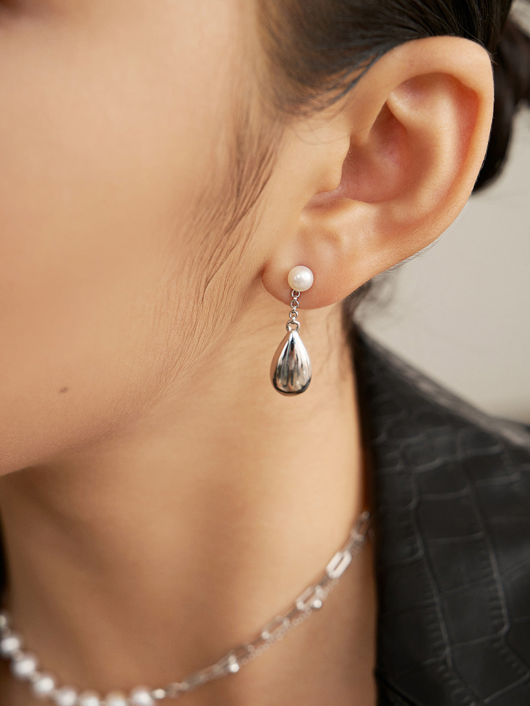 Pearl Drop Stud Earrings — Pearl & Sterling Silver | SENLORE