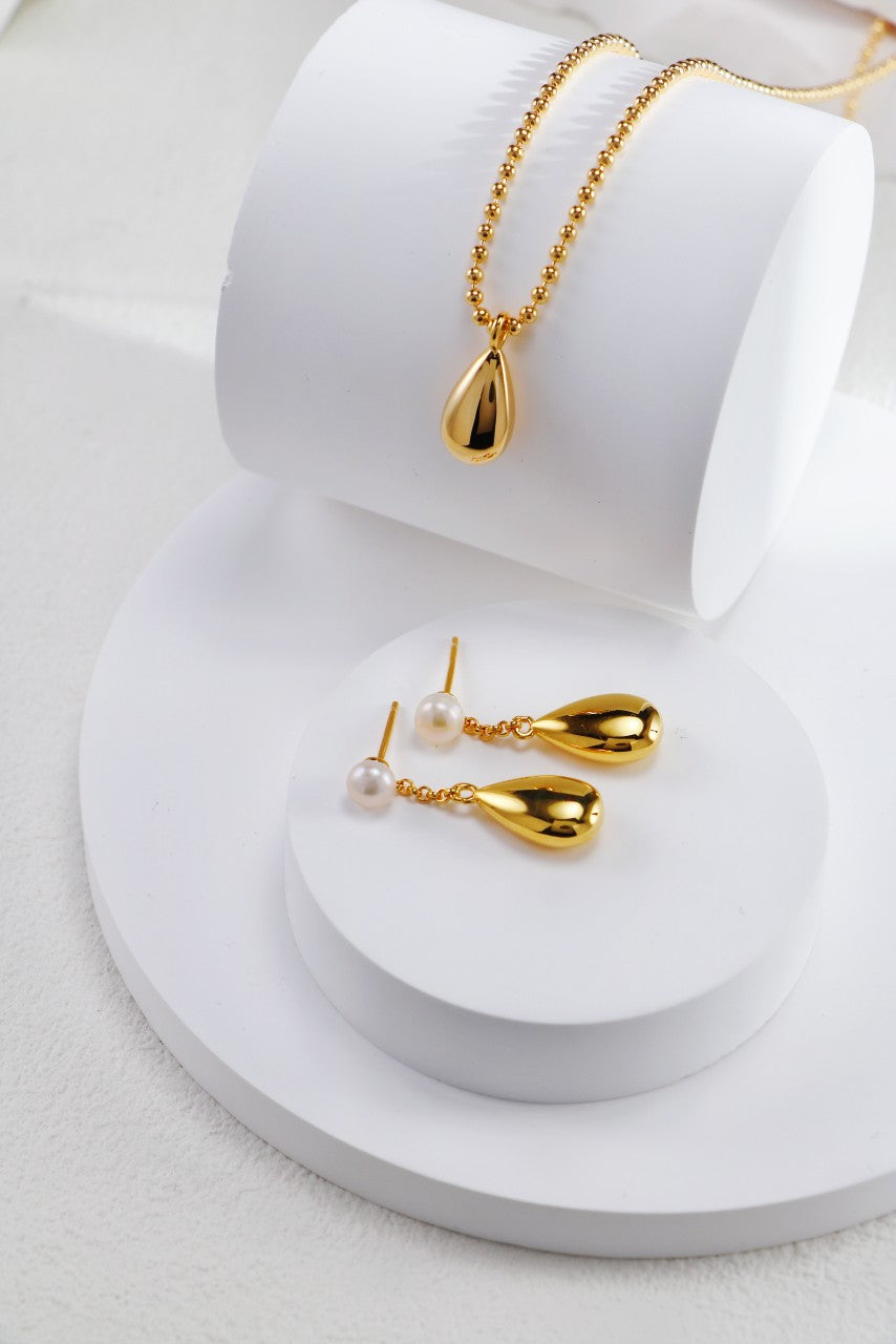 Pearl Drop Stud Earrings — Pearl & Sterling Silver | SENLORE
