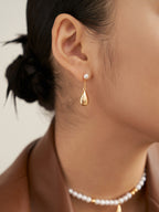 Pearl Drop Stud Earrings — Pearl & Sterling Silver | SENLORE