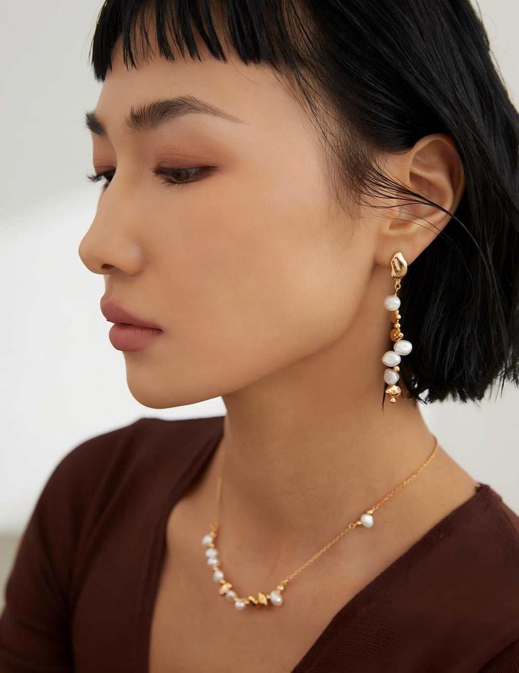 Raw Stone Pearl Necklace — 18K Gold Vermeil, natural freshwater pearl | SENLORE