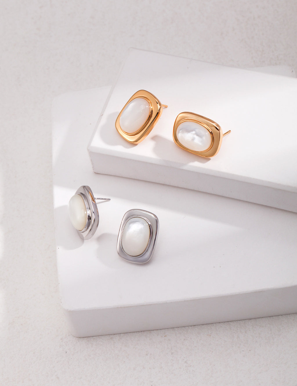 SENLORE Sterling Silver Mother-of-Pearl Earrings – Front View