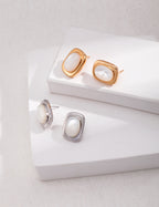 SENLORE Sterling Silver Mother-of-Pearl Earrings – Front View