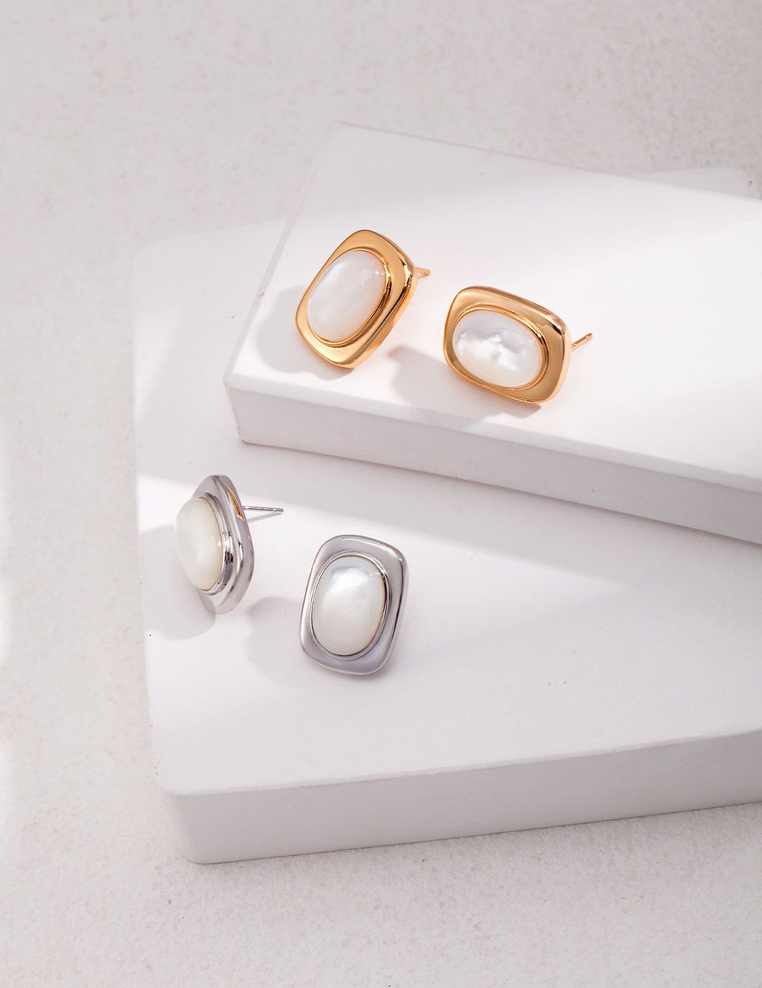 SENLORE Sterling Silver Mother-of-Pearl Earrings – Front View