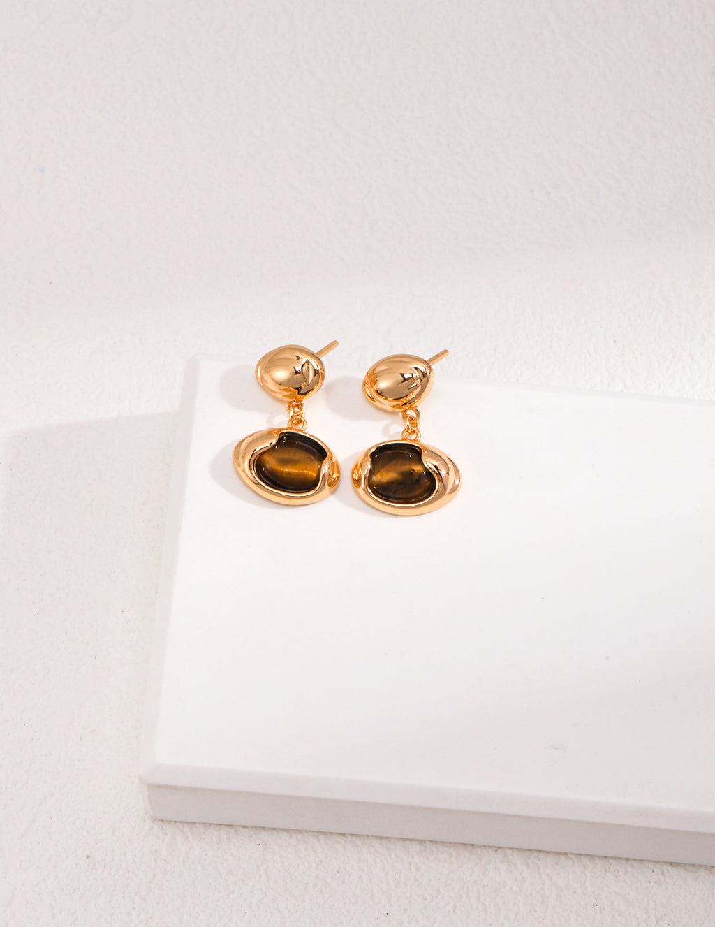 Natural Tiger's Eye Earrings — 18K Gold Vermeil, tiger's eye | SENLORE