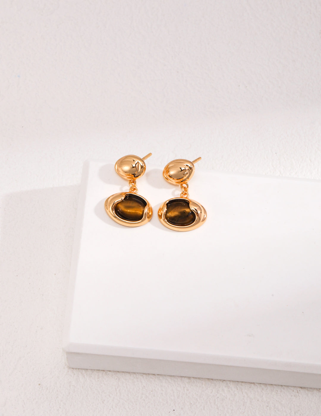 Natural Tiger's Eye Earrings — 18K Gold Vermeil, tiger's eye | SENLORE