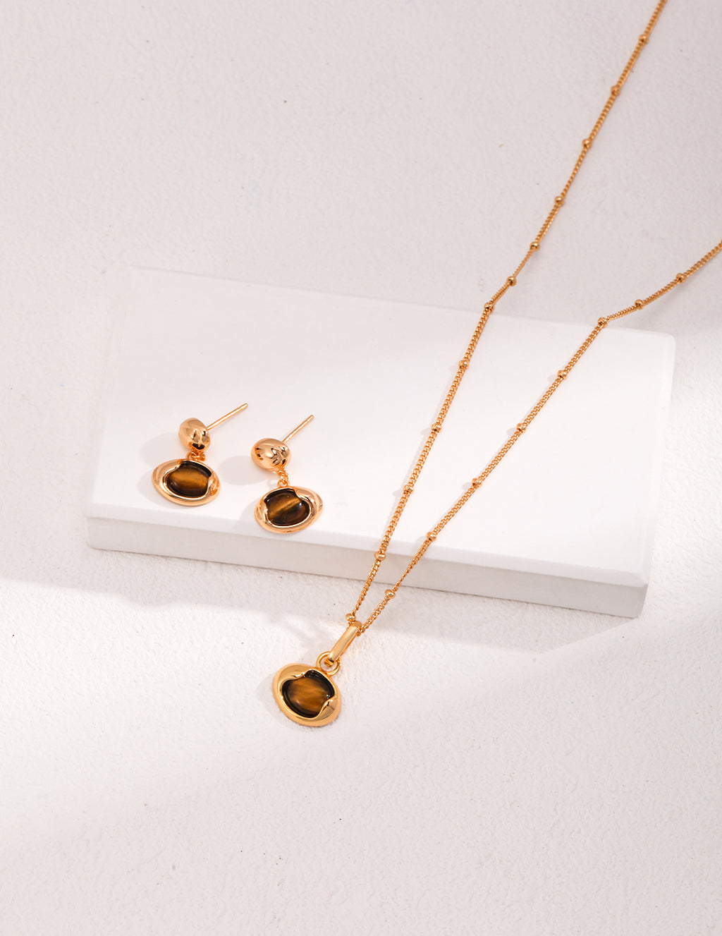Natural Tiger's Eye Earrings — 18K Gold Vermeil, tiger's eye | SENLORE