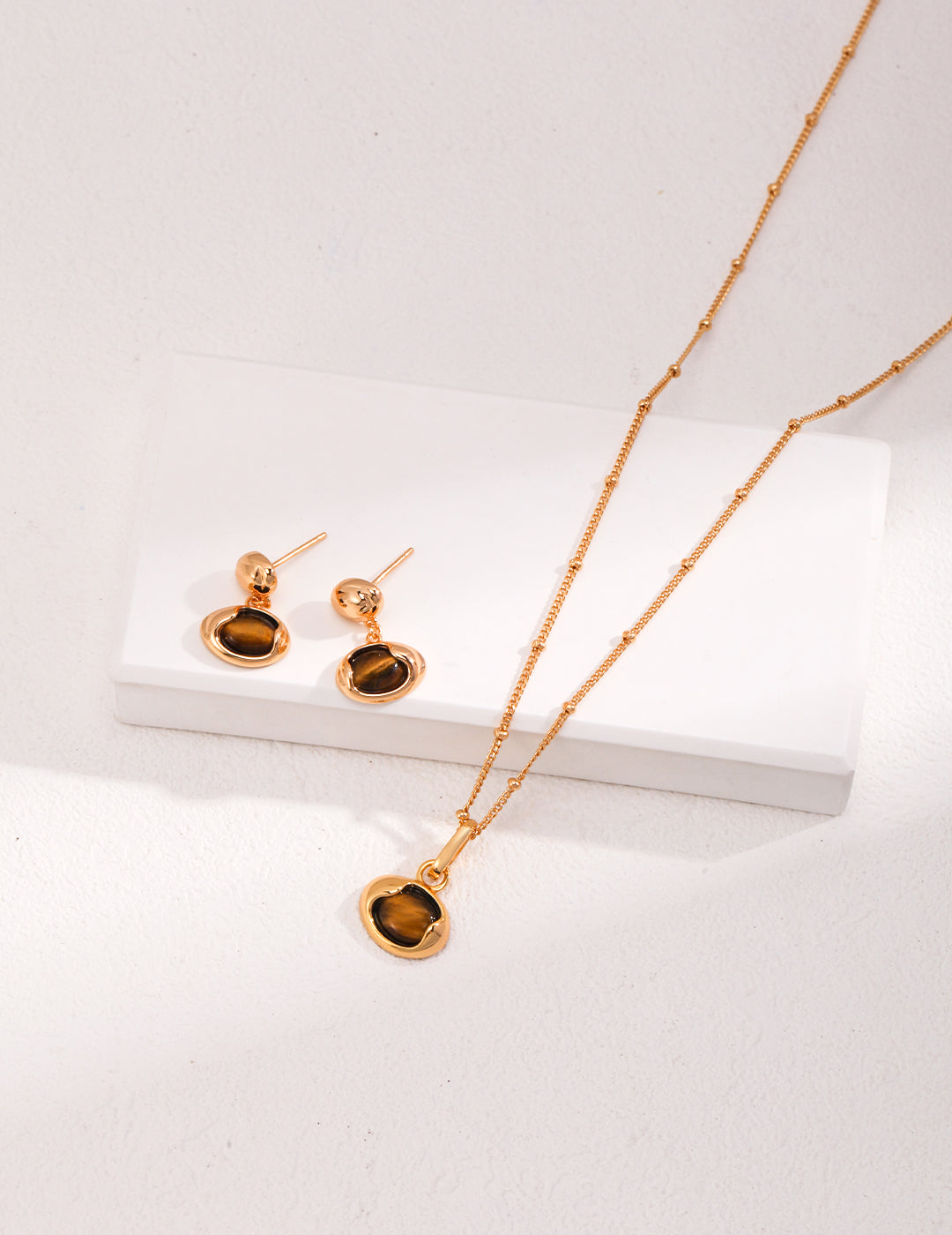 Natural Tiger's Eye Earrings — 18K Gold Vermeil, tiger's eye | SENLORE